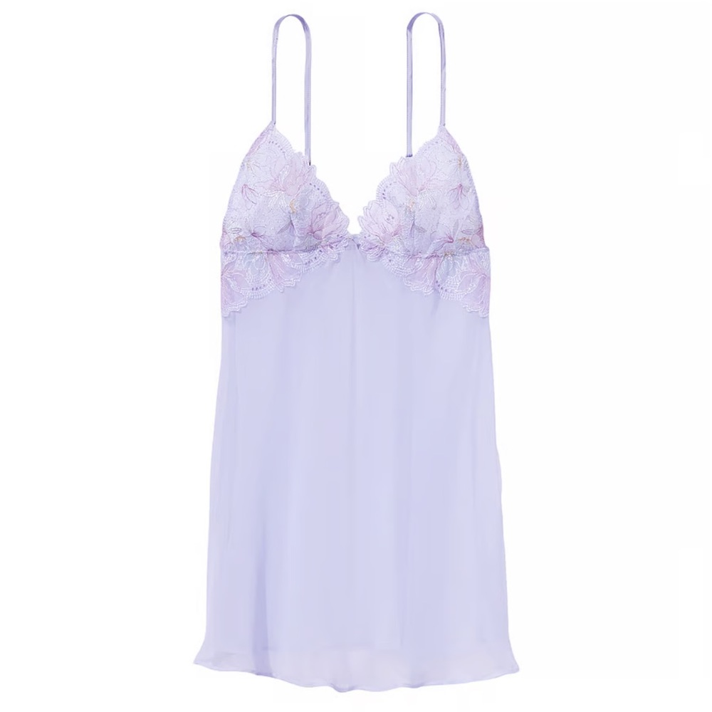 Victoria’s Secret - Lace Plunge Mini Slip in Icy Lavender